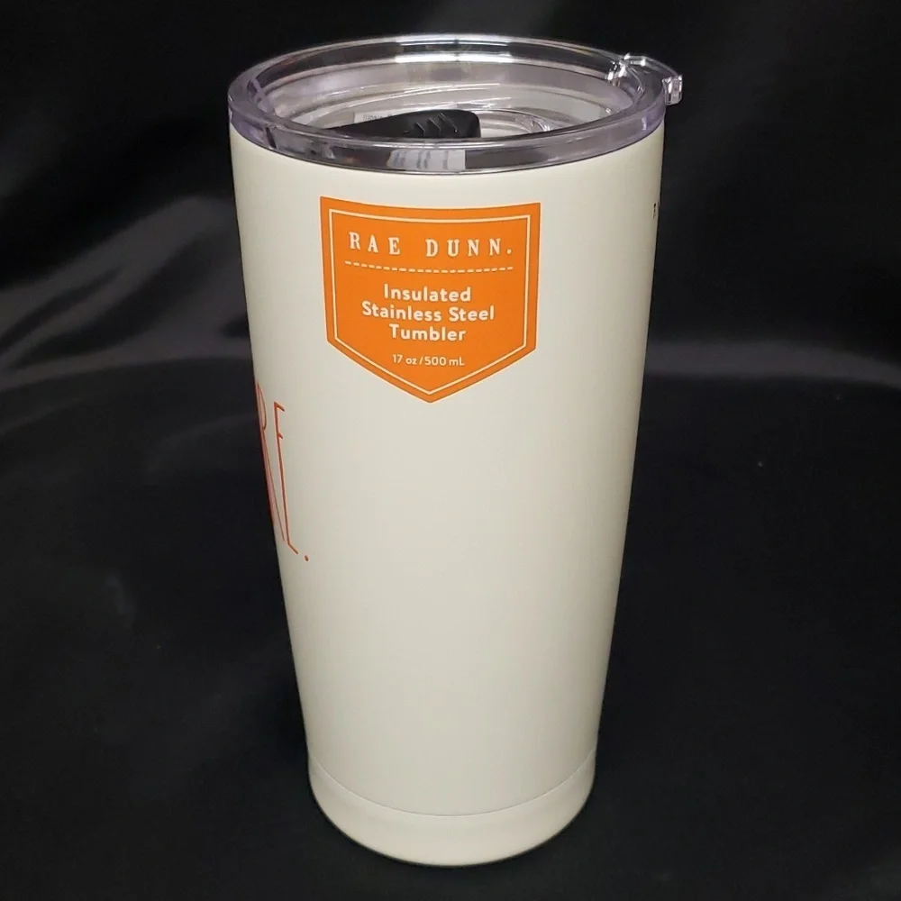Rae Dunn NWT Insulated 17 oz Stainless Tumbler, BEWARE with Black Cat